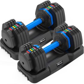 Adjustable Dumbbell - 55lb x2 Dumbbell Set of 2 with Anti-Slip Handle, Fast Adjust Weight by Turning Handle with Tray, Exercise Fitness Dumbbell Suita (Color: as Pic)